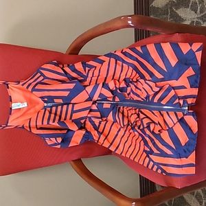 Blue and Orange Geometric summer dress